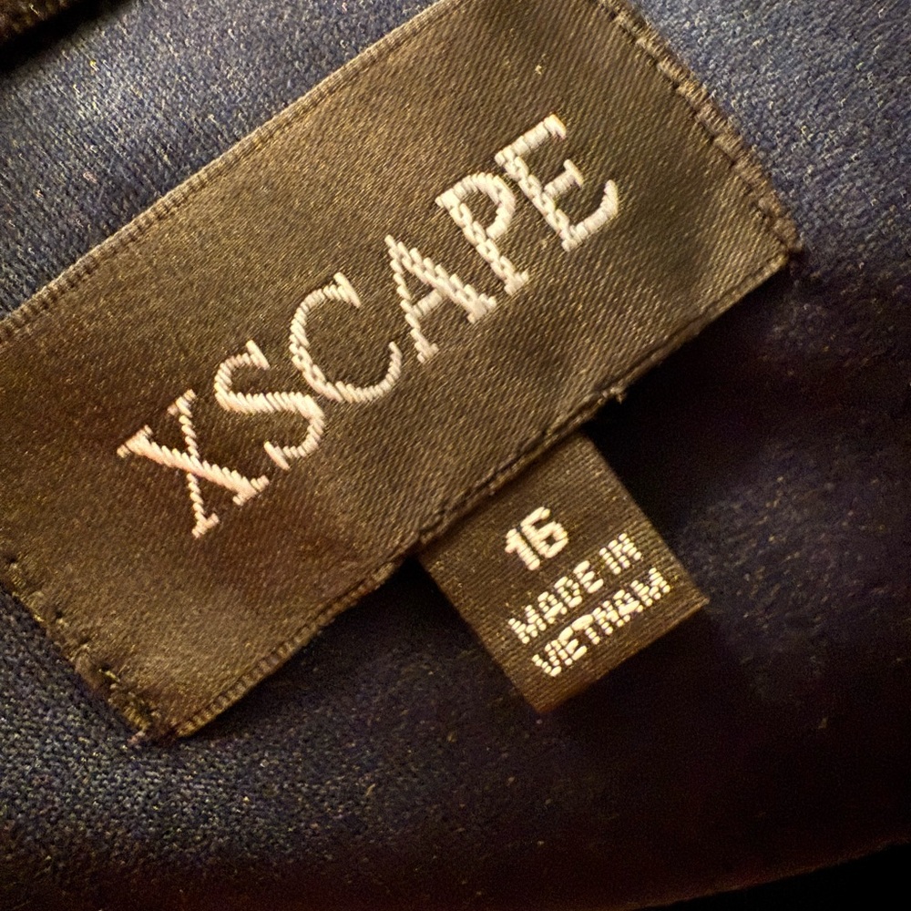 Xscape Navy Blue Off-Shoulder Gown for Weddings/Formal Events - Picture 3 of 8
